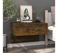 Floating Nightstand Wall Mounted Smoked Oak Modern Bedside Table with Storage Shelf Space Saving Design for Bedroom Living Room 60x40x40cm