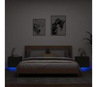 Floating Nightstand with LED Lights 2 Pack Black Wall Mounted Bedside Table Modern RGB Lighting Small Space Saving Storage Shelf for Bedroom Living Room