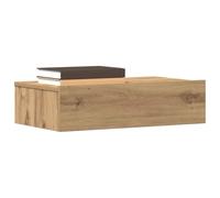 Floating Nightstand with LED Lights - 60x35 cm Wall Mounted Bedside Table, Engineered Wood Oak Artisan, RGB Lighting, Space Saving Design for Bedroom, Modern Storage Shelf