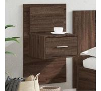 Floating Nightstand with LED Lights, Wall Mounted Bedside Table, Modern Oak Brown Storage Shelf for Bedroom, Space Saving Design, USB Port, Easy to Clean, 48.5x32.5x80cm