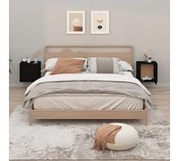 Floating Nightstands 2 Pack Black 50x30x47 cm Wall Mounted Bedside Tables with Storage Space, Modern Design for Bedroom Decor, Durable Plywood Material