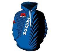 FLOATING Sport Casual Sudaderas, SU.ZU.KI Hombres con Capucha, Manga Larga Deportes Hoodie con Estampado Digital-C||M