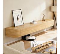 Floating TV Stand Wall Mounted TV Cabinet Modern TVs Media Console Center 47-118 In Wall Mounted Media Console TVs Stand with Door Large Storage For Living Room Bedroom(Wood,47.2IN)
