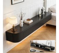 Floating TV Stand Wall Mounted TV Cabinet Modern TVs Media Console Center 47-118 In Wall Mounted Media Console TVs Stand with Door Large Storage For Living Room Bedroom(Black led,86.6IN)