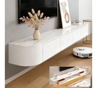 Floating TV Stand Wall Mounted TV Cabinet Modern TVs Media Console Center 47-118 In Wall Mounted Media Console TVs Stand with Door Large Storage For Living Room Bedroom(Rock White,55.1IN)