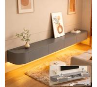 Floating TV Stand Wall Mounted TV Cabinet Modern TVs Media Console Center 47-118 In Wall Mounted Media Console TVs Stand with Door Large Storage For Living Room Bedroom(Grey led,70.8IN)