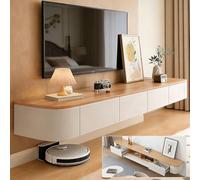 Floating TV Stand Wall Mounted TV Cabinet Modern TVs Media Console Center 47-118 In Wall Mounted Media Console TVs Stand with Door Large Storage For Living Room Bedroom(Wood White,94.5IN)