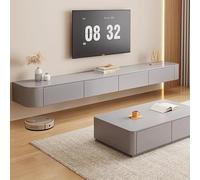 Floating TV Stand with Amplio Storage Space Wall Mounted Media Console for Living Room & Office Sleek Design in Grey 240 cm