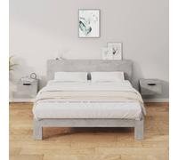 Floating Wall Nightstand Set of 2, Concrete Gray Modern Bedside Table with Storage Shelf, Space Saving Wall Mounted Night Stand for Bedroom, Living Room, 34x30x20 cm, Plywood Material, Max Load 60kg