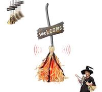 Floating Witch Broom - Sound & Touch Activated Dancing Witch Broom with Lights & Spooky Sounds, Floating Brooms Halloween, Animated Witches Brooms Halloween Decor for Indoor & Outdoor Use (1PCS)