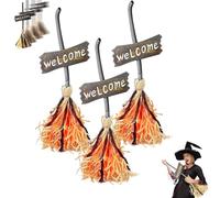 Floating Witch Broom - Sound & Touch Activated Dancing Witch Broom with Lights & Spooky Sounds, Floating Brooms Halloween, Animated Witches Brooms Halloween Decor for Indoor & Outdoor Use (3PCS)