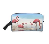 Flock of Pink Flamingos on The Beach - Bolsa organizadora de viaje impresa, estuche de almacenamiento de alta densidad con espuma protectora para electrónica