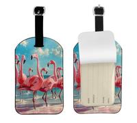 Flock of Pink Flamingos On The Beach - Etiquetas para bolsas con estampado elegante de 4.3 x 2.76 pulgadas, accesorio de viaje esencial para maletas