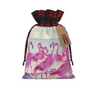 Flock Of Pink Flamingos On The Beach Print Reutilizable Regalo Cordón Bolsas Ecológicas Vacaciones Boda Fiesta Favores Bolsas