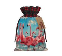 Flock Of Pink Flamingos On The Beach Print Reutilizable Regalo Cordón Bolsas Ecológicas Vacaciones Boda Fiesta Favores Bolsas