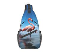 Flock of Pink Flamingos On The Beach Sling Bag Lightweight Chest Bag Crossbody Bag Shoulder Bag Sports Backpack for Women Men Black, One Size, Como se muestra en la imagen, Talla única, Mochila de