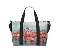 Flock Of Red Flamingos On The Beach - Bolsa deportiva versátil para gimnasio, acompañante para tus viajes y rutinas de fitness, color negro, talla única, Black, Talla única