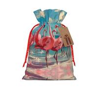 Flock Of Red Flamingos On The Beach - Bolsa resistente con cordón de 4.7 x 6.9 pulgadas, bolsa de regalo moderna y práctica para necesidades diarias, 1 unidad