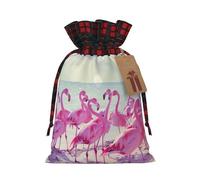 Flock Of Red Flamingos On The Beach - Bolsa resistente con cordón de 4.7 x 6.9 pulgadas, bolsa de regalo moderna y práctica para necesidades diarias, 1 unidad