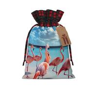 Flock Of Red Flamingos On The Beach - Bolsa resistente con cordón de 4.7 x 6.9 pulgadas, bolsa de regalo moderna y práctica para necesidades diarias, 1 unidad