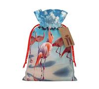 Flock Of Red Flamingos On The Beach - Bolsa resistente con cordón de 8.3 x 11.8 pulgadas, bolsa de regalo moderna y práctica para necesidades diarias, 1 unidad