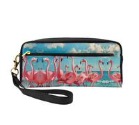 Flock of Red Flamingos On The Beach - Bolsas de cosméticos para mujer, neceser de viaje, organizador de accesorios, bolsa con cremallera, idea de regalo, Black, Talla única, Neceser de maquillaje