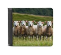 Flock of Sheep - Cartera plegable para hombre con tarjetero y monedero de piel