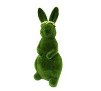 Flocked Bunny, Easter Figurine, Moss Resin Bunny Decoración, Soft-Texture Accent for Seasonal Displays, Charming Figura for Spring Styles, Home Garden Ornament for Indoor Desk Table Shelf Porch Patio