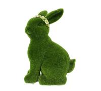 Flocked Bunny | Resin Moss Bunny Figurine-Green Moss Bunnies For Spring- Easter Figurines Decorations | Outdoor Resin Mo-ss Bu-nny Decoration | For Indoor Home Desk Table Shelf Entrance Porch Patio
