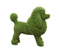 Flocked Dog Statue, Resin Poodle Decors, 6.57x3.15x6.5 Inches Green Sculpture with Secure Build, Collectible Figurine for Patio Backyard Yard Lawn, Home Accessories for Women Men and Indoor Decoration