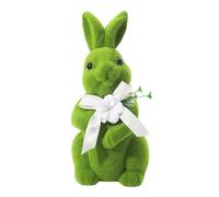 Flocked Easter Bunny Decor - Natural Flocking Realistic Rabbit Figure | Flocked Bunny Decoration for Family, Friends, Holiday, Home, Indoor, Bedroom, Shelf, Cabinet, Entrance, Spring, Tabletop Display
