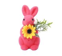 Flocked Easter Bunny Decor - Rabbit Figure | Natural Flocking Realistic Bunny Decoration For Holiday Home, Perfect For Indoor Display In Bedroom, Shelf, Cabinet, Entrance And Gift Family Friends