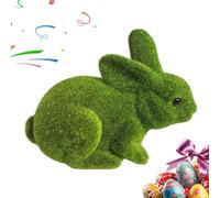 Flocked Easter Bunny Ornament - Cute Animal Figurine Decoration, Lightweight Tabletop Holiday Display | Spring Bunny Decor For Living Room Office Shelf Cabinet Mantel Festive Party Styling Use