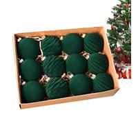 Flocked Ornaments, 12 Pieces Breakable Decor For Holiday, 2.3 Inch Velvet Christmas Tree Balls Decorations, Celebration Modern Home Family Yard Entryway Porch Living Room Outdoor