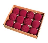Flocked Ornaments, 12 Pieces Breakable Decor For Holiday, 2.3 Inch Velvet Christmas Tree Balls Decorations, Celebration Modern Home Family Yard Entryway Porch Living Room Outdoor