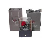 Flocking Bear Figurines with Preserved Rose Eternal Rose with Gift Box Romantic Gift for Girlfriend Wife Valentine's Day Anniversary Gift