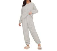 Flodxo - Pijama de franela gruesa y cálida para mujer, de felpa, mullida, para invierno, térmico, de manga larga, conjunto de pijama de franela para mujer, ropa de dormir, blanco, 5XL