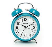 FLOITTUY [Alarma Fuerte para Personas Que Duermen profundamente, Reloj Despertador de Doble Campana de 4 Pulgadas con retroiluminación para Dormitorio y decoración del hogar (Azul)