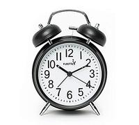 FLOITTUY {Alarma Fuerte para Personas Que Duermen profundamente, Reloj Despertador de Doble Campana de 4 Pulgadas con retroiluminación para Dormitorio y decoración del hogar (Negro)