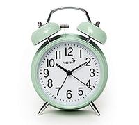 FLOITTUY {Alarma Fuerte para Personas Que Duermen profundamente, Reloj Despertador de Doble Campana de 4 Pulgadas con retroiluminación para Dormitorio y decoración del hogar (Verde)