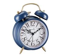 FLOITTUY Alarma Fuerte para Personas Que Duermen profundamente, Reloj Despertador Retro de Doble Campana con retroiluminación para Dormitorio y decoración del hogar (Azul Retro)