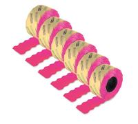 FLOJIM Etiquetas de Marcaje - Rosa Fluor - 6 Rollos de 750 (4500 total) - Tamaño: 26 x 12 mm. - Para Máquina Etiquetadora (SATO-METO-OPEN-PRINTEX-PRIX-TOVEL-ETC)