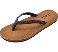 Flojos Women's Sky Flip-Flop, Black/Tan, 8 UK