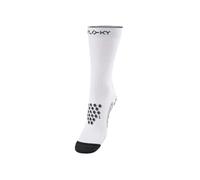 FLOKY S-Mash 2.0 Calcetines biomecánicos Tenis y Padel Antideslizante Protección Tobillo y tendón de Aquiles, Color blanco., XS/S