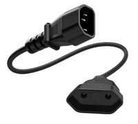 Flomiara Cable alargador C14 a enchufe europeo 2,5 A/250 V, 1 a 1 corto, distribuidor de 2 enchufes, para electrodomésticos, TV, PC, monitor, etc., color negro