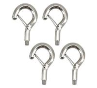 Flomore (4 piezas) M8 - Gancho roscado para pernos chapados en níquel de hierro J ganchos de techo de alta resistencia con hebilla de seguridad para colgar plantas y luces