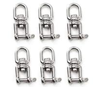 Flomore Conectores de cadena de anclaje de barco de acero inoxidable 304 con grillete giratorio M5 de mandíbula y ojo (paquete de 6)
