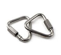 Flomore M10 Delta Quick Link 304 - Mosquetón triangular de acero inoxidable con cierre de rosca, paquete de 2