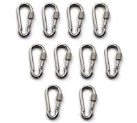 Flomore Mosquetón de bloqueo M5, llavero de escalada de acero inoxidable 304, gancho de clip de resorte, 10 unidades