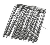 FLONATUR - Grapas para Césped Artificial - 25 Piquetas sin Arandelas - Mallas Antihierba - Piquetas Camping Suelo Duro - Clavos Jardín - Anclaje Suelo - Metal - 3mm - 15x3x15cm